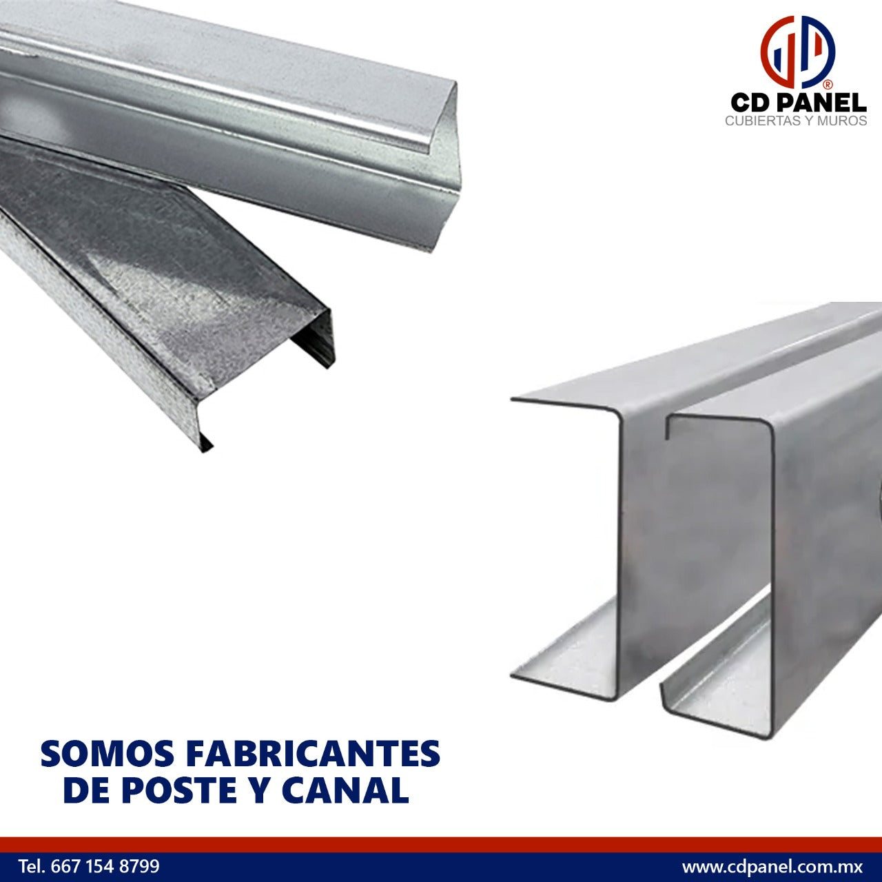 Poste Metálico y Canal de Acero Galvanizado